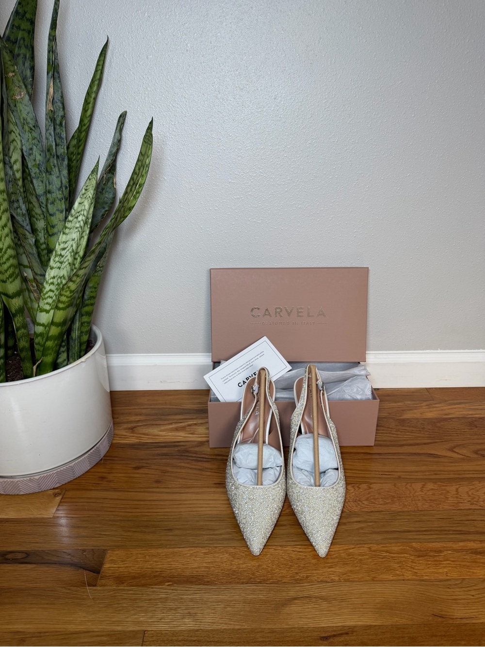 Carvela Women’s Pearl & Crystal Pointed Slingback Pumps in White